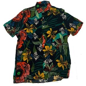 L / Zara short sleeve floral print shirt